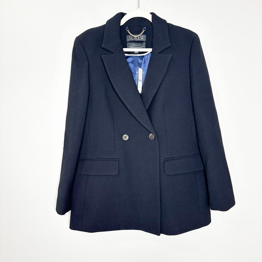 J.Crew Womens Evening Blazer Jacket Italian Double Cloth Wool Black Size 12 NEW - Picture 2 of 8